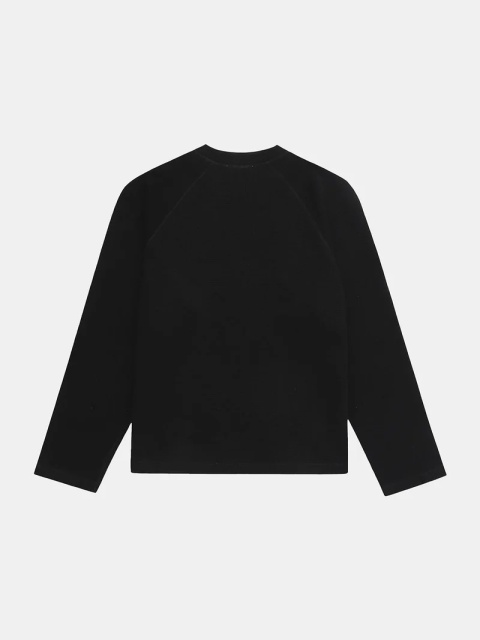 LONG SLEEVE WAFFLE WAVE - BLACK