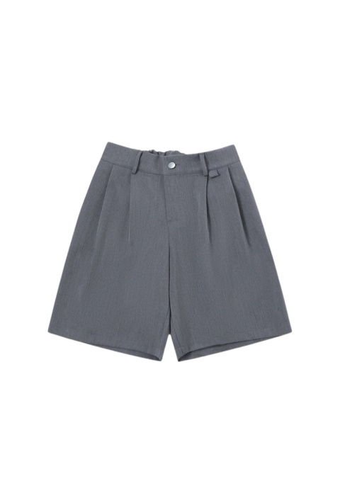 PLEATED LOOSE FIT SHORTS - GRAY