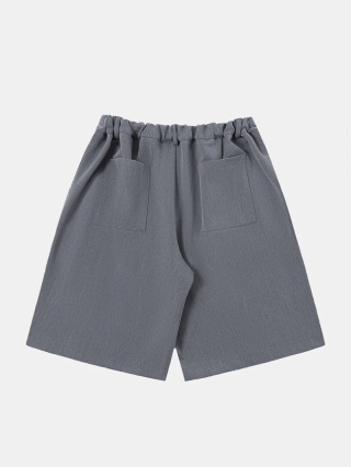 PLEATED LOOSE FIT SHORTS - GRAY