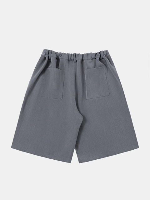 PLEATED LOOSE FIT SHORTS - GRAY