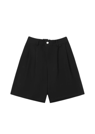 PLEATED LOOSE FIT SHORTS - BLACK