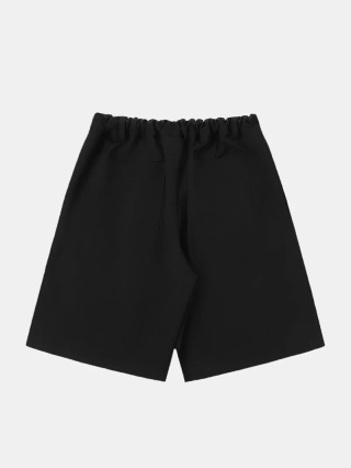 PLEATED LOOSE FIT SHORTS - BLACK