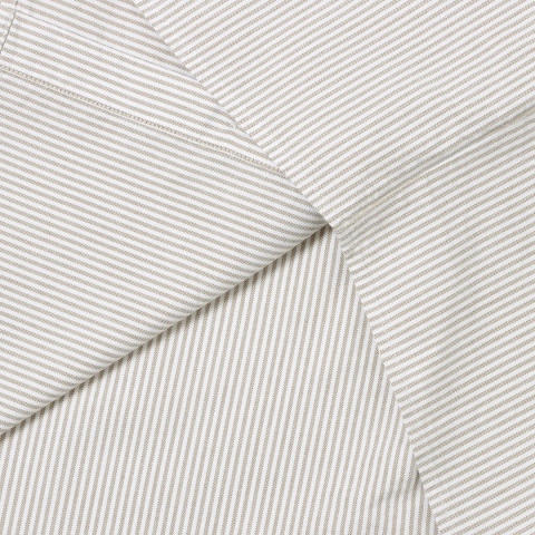 BOXY STRIPED LONG-SLEEVE SHIRT - BEIGE