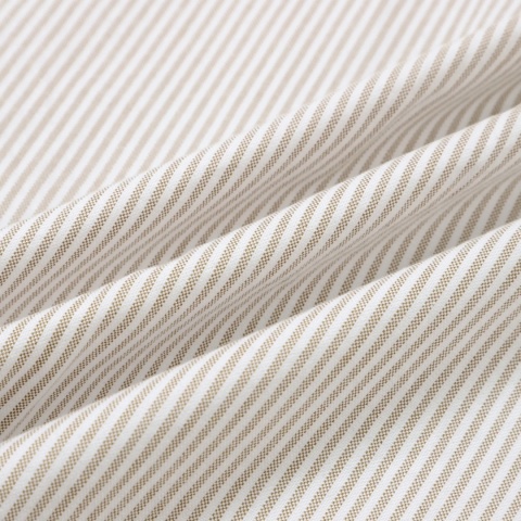 BOXY STRIPED LONG-SLEEVE SHIRT - BEIGE