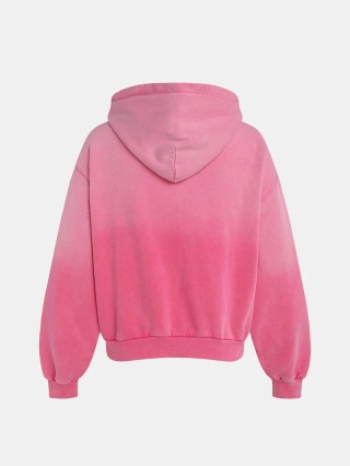 BOXY ZIP-UP HOODIE - WASHED PINK