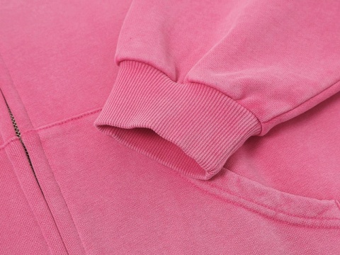 BOXY ZIP-UP HOODIE - WASHED PINK